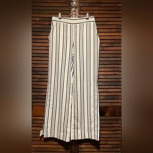 Boston Proper High Rise  Sllit Hem Wide Leg Striped Pants, Size 6 NWOT